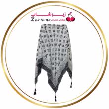 روسری سفید مشکی طرح لوگو