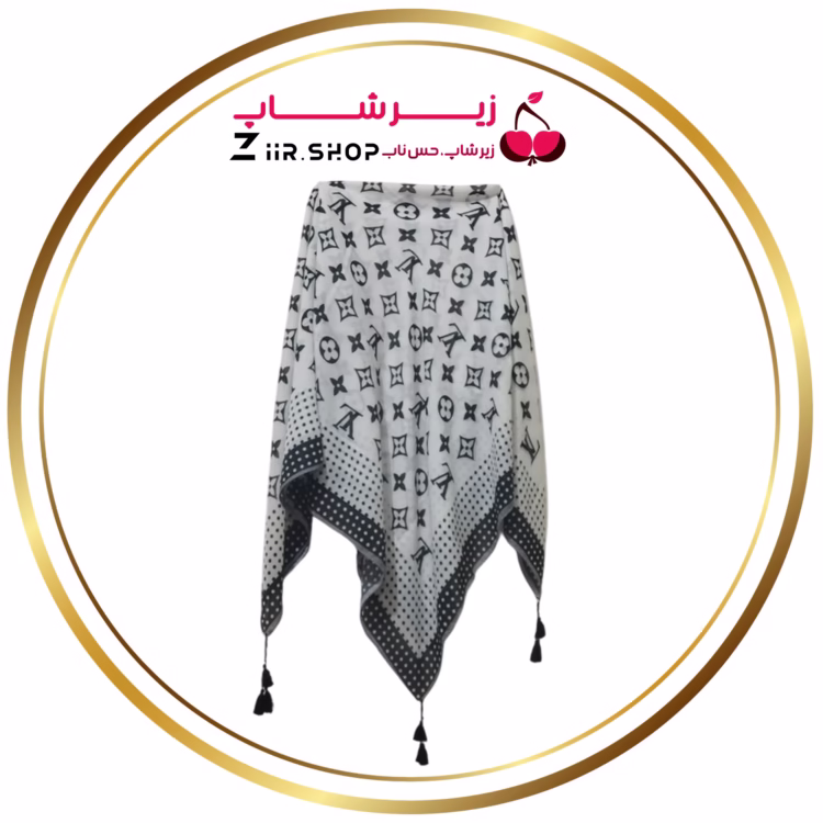 روسری سفید مشکی طرح لوگو
