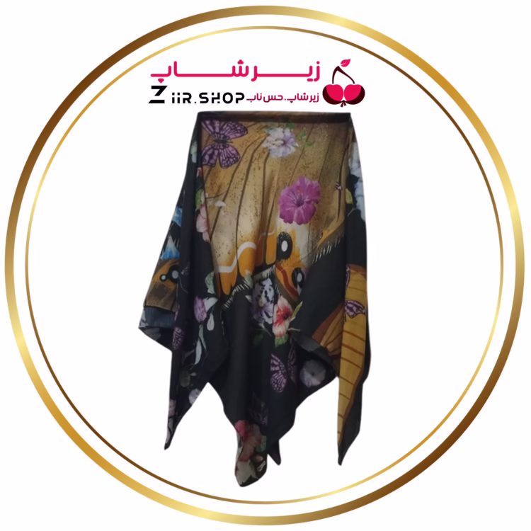 روسری هنری پروانه و گل