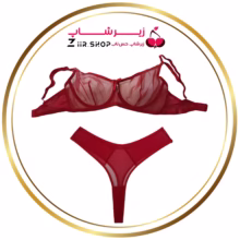 ست لباس زیر فانتزی زنانه قرمز توری شفاف