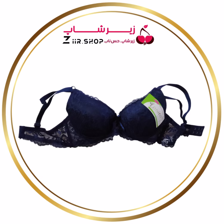 سوتین زنانه لمینت گیپور سرمه‌ ای مدل لارین